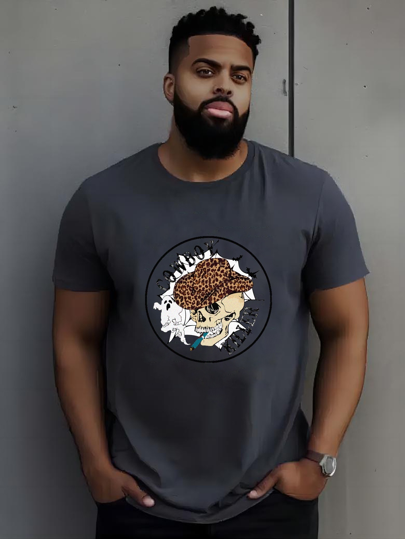 Bigote papá' Camiseta ajustada hombre