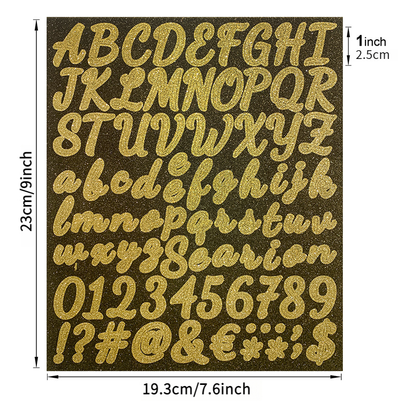Pegatinas letras y figuras doradas con brillo