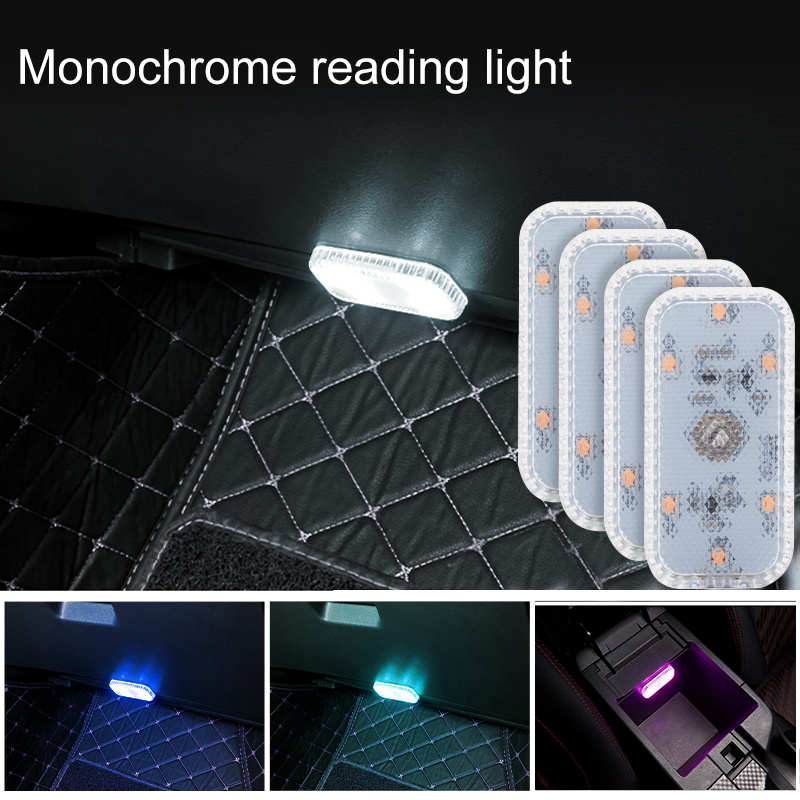 3pcs Car Mini Led Touch Switch Light Auto Wireless Ambient Lamp Portable  Night Reading Light Car Roof Bulb Car Interior Light