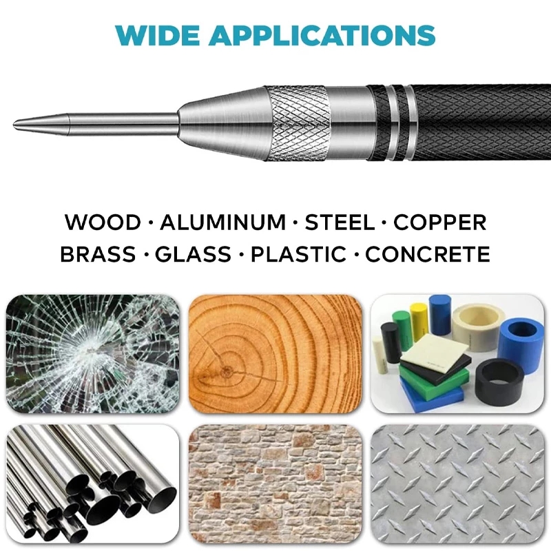 Automatic Center Punch: Adjustable And Strong Tool For Precise Drilling And Marking. Allows For Accurate Woodworking And Metalworking.