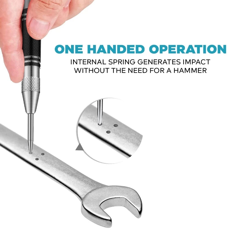 Automatic Center Punch: Adjustable And Strong Tool For Precise Drilling And Marking. Allows For Accurate Woodworking And Metalworking.