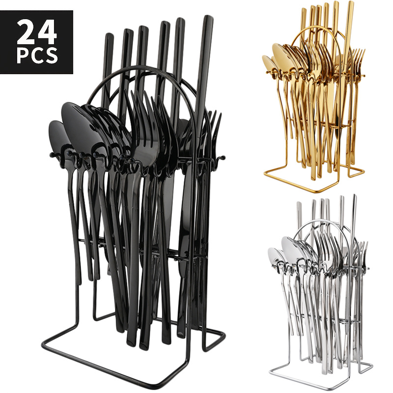 24pcs Boutique Juego Cuchillos Tenedores Cucharas Acero - Temu