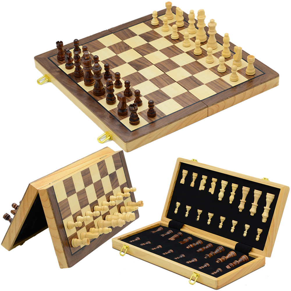 Chess Set, Folding Storage Wooden Chess Board Sets, 15/38cm Wooden Chess,  Chess, Backgammon And Checkers 3 In 1 Chess Board Game For Adults And Kids  - Toys & Games - Temu