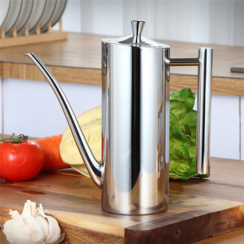 1Pc Oil Storage Bottle Kitchen Oil Container Stainless Steel Oil Canister