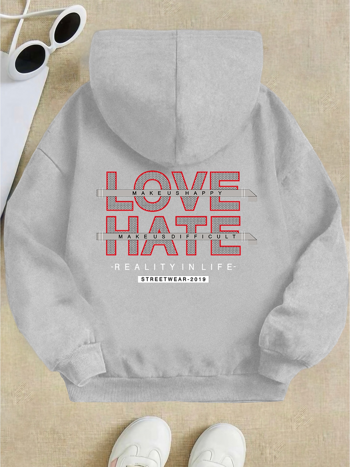 Back Print Girls Hoodies love Hate Trendy Long Sleeve Hooded - Temu ...