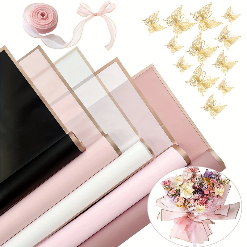 Frosted paper Semi-transparent Gold wrapping paper Plastic waterproof  wrapping paper Flower Packaging DIY handcraft Supplies Flower Packaging  supplies