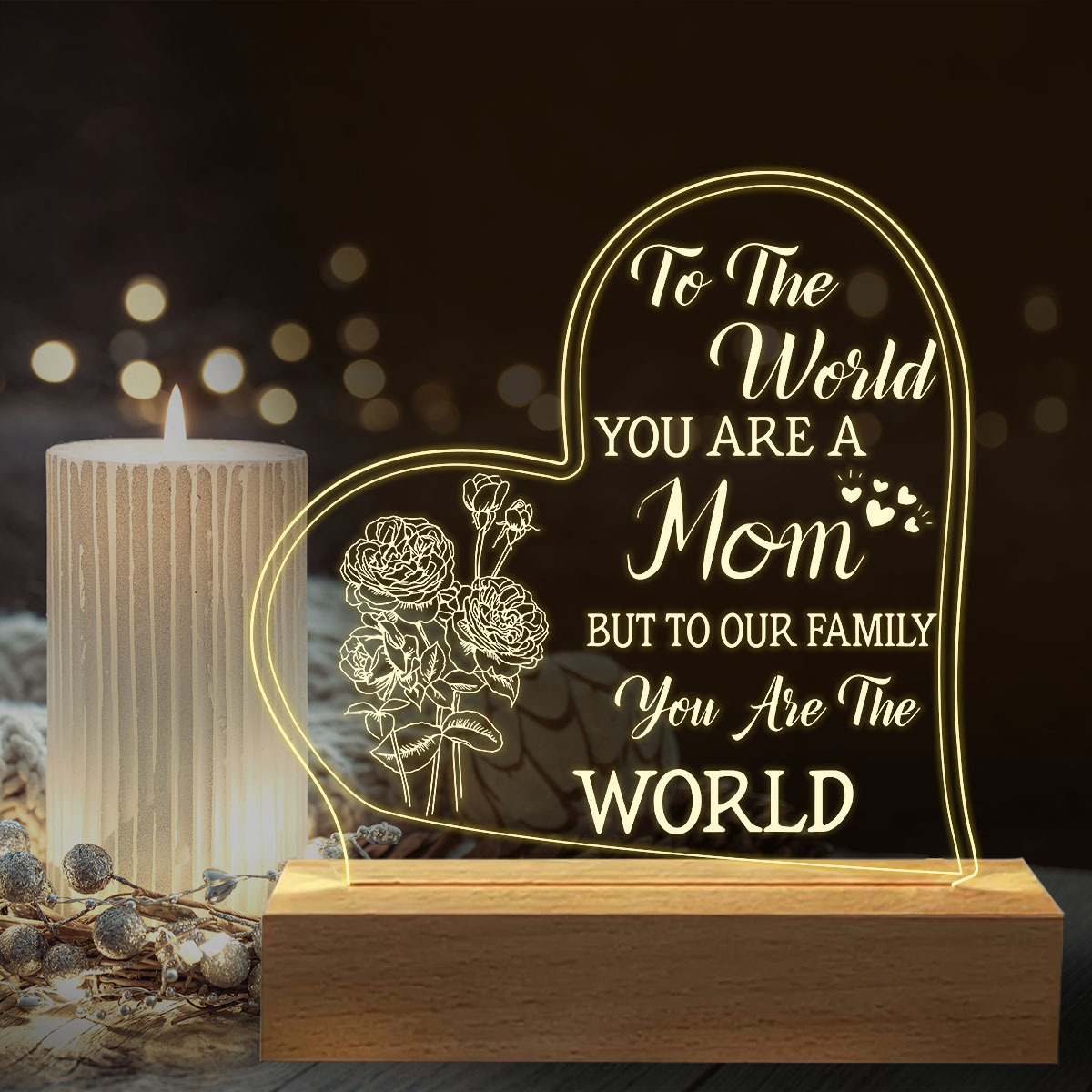 1pc Gifts For Mom - Engraved Night Light, Mom Birthday Gifts From Daughter  Son, Mom Gifts On Mother's Day, Valentine's Day Christmas, Unique Night Lam