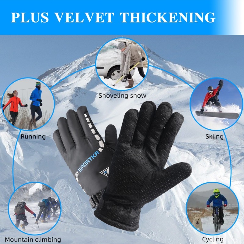 Winter Outdoor Sports Windstopper Gloves Waterproof Thermal Cycling Gloves  For Men Women Motorcycle Driving Hiking Skiing