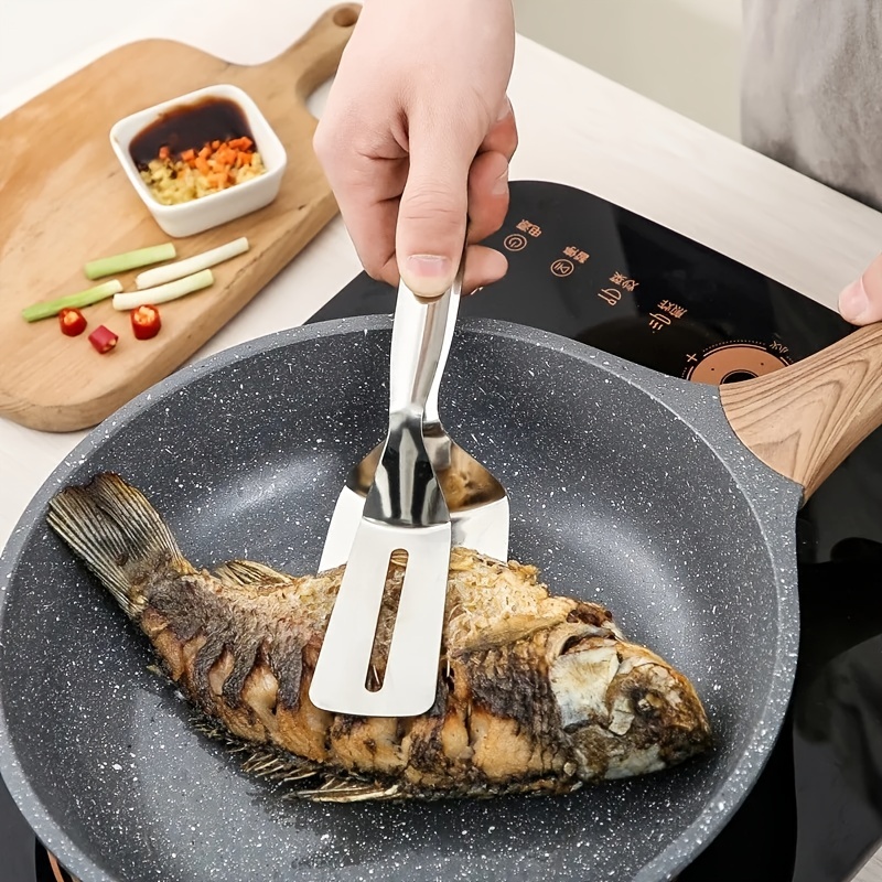 Cooking Tongs, Fish Spatula, 304 Stainless Steel Slotted Multifunctional  Food Flip Tongs Bread Tongs Steak Clips Fried Fish Spatula Tongs Bbq Tongs  Fish Shovel - Temu