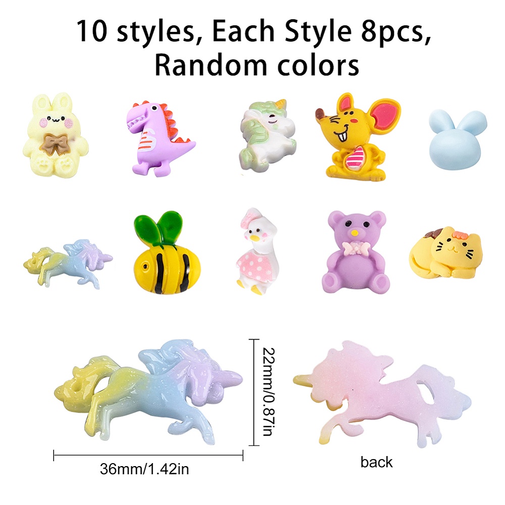 Mixed Cute Green Charms, Animal Charms, Resin Fillers, Slime, DIY