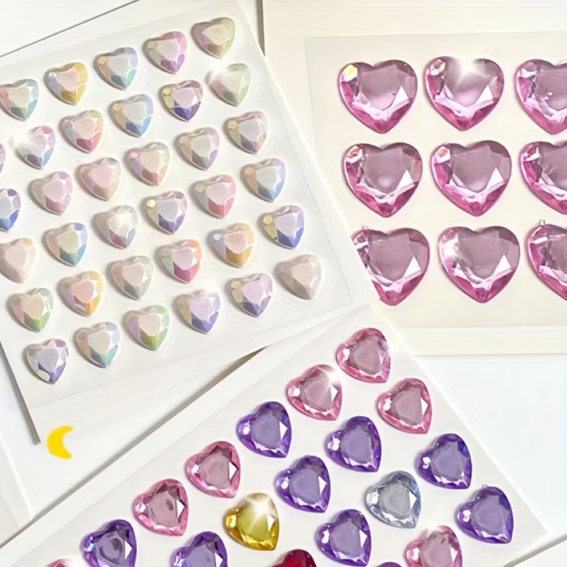 Heart Shaped 3D Gem Stickers Self Adhesive Jewel Crafts Sparkly Rhinestone  Stickers Crystal Sticker for Kids DIY Decorations