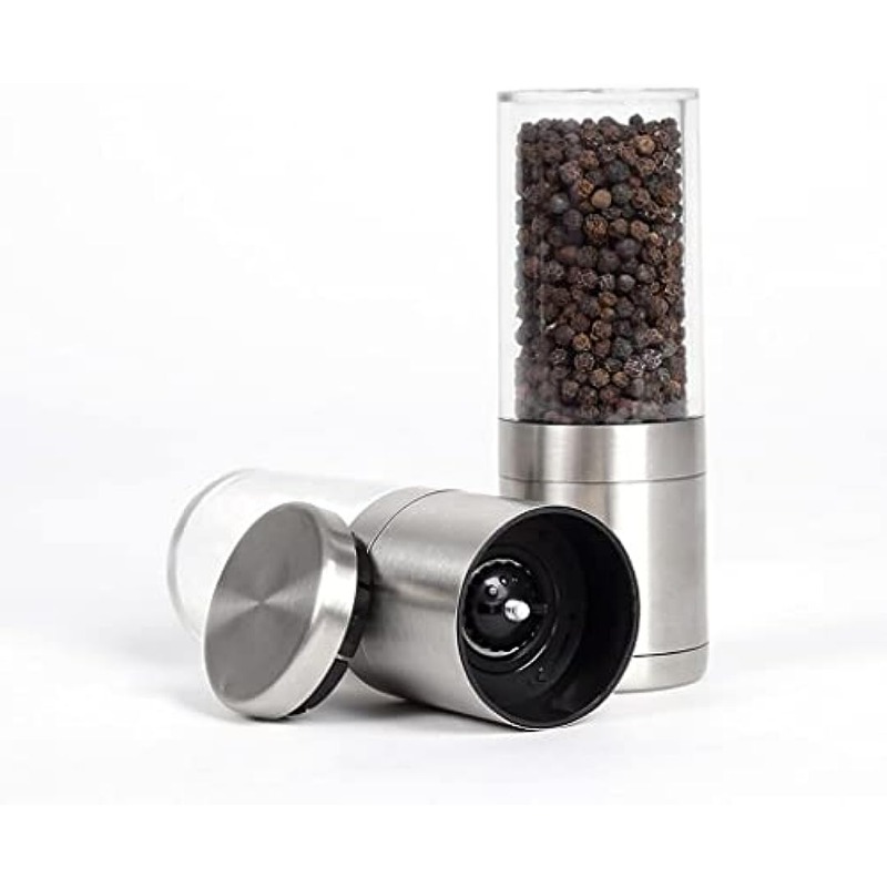 Kitchen Black Pepper Grinder Crusher Glass Bottle Stainless Steel Salt and Pepper  Grinder Mill