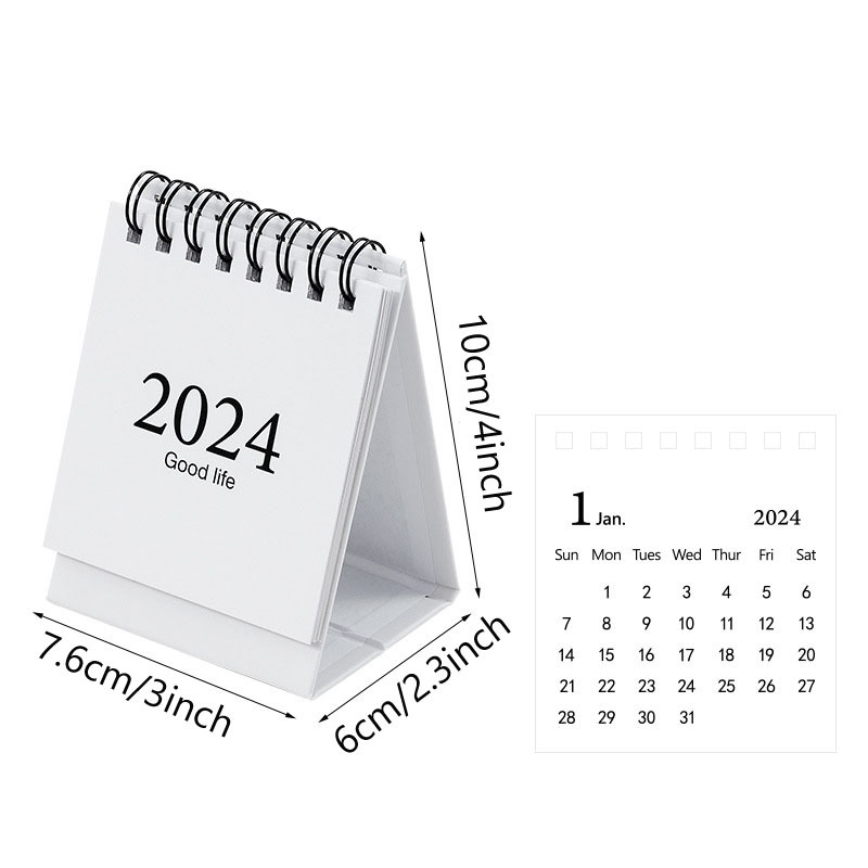 1pc Mini Calendrier De Bureau 2023 2024 Août 2023 À Décembre
