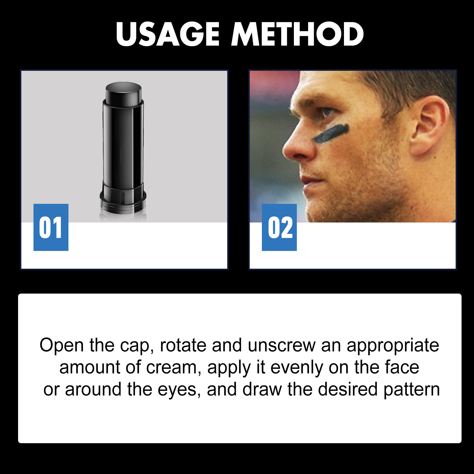 1pc East Moon Sports Eye Black Paint Stick Men's Outdoor Baseball Player  Eye Black Anti-sweat Care Stick