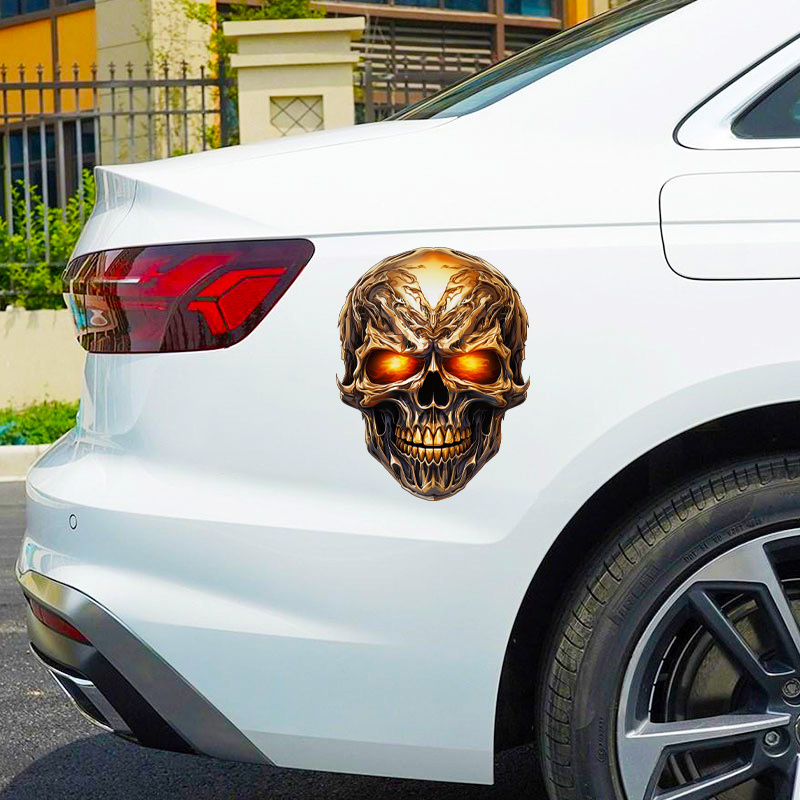 Golden Heavy Metal Motorcycle Skull Sticker Motorcycle Decal - Temu