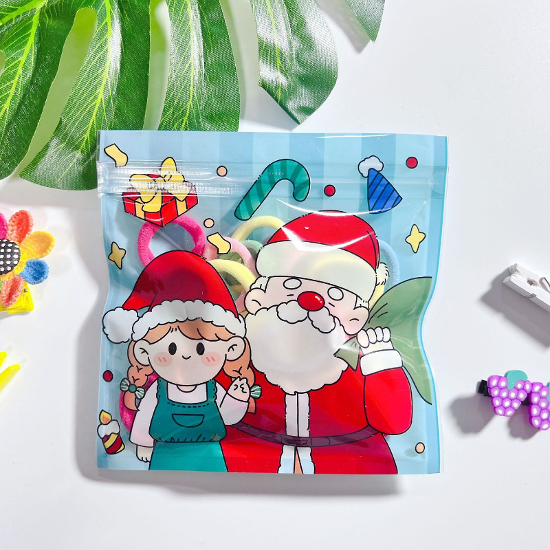 New Style Christmas Cartoon Self-sealing Food Bags, Candy Wrapping Zip Lock  Pouch For Snacks, 10pcs/pack