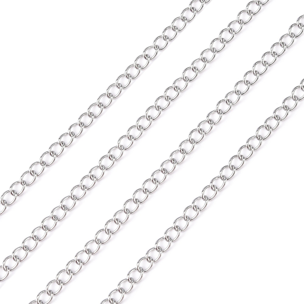 10 Meters 304 Stainless Steel Curb Chain, Faceted, Soldered, 7x5x1.2mm Chain  Bulk Lot, Silver Color, Spool Of Necklace Chain, Jewelry Supply