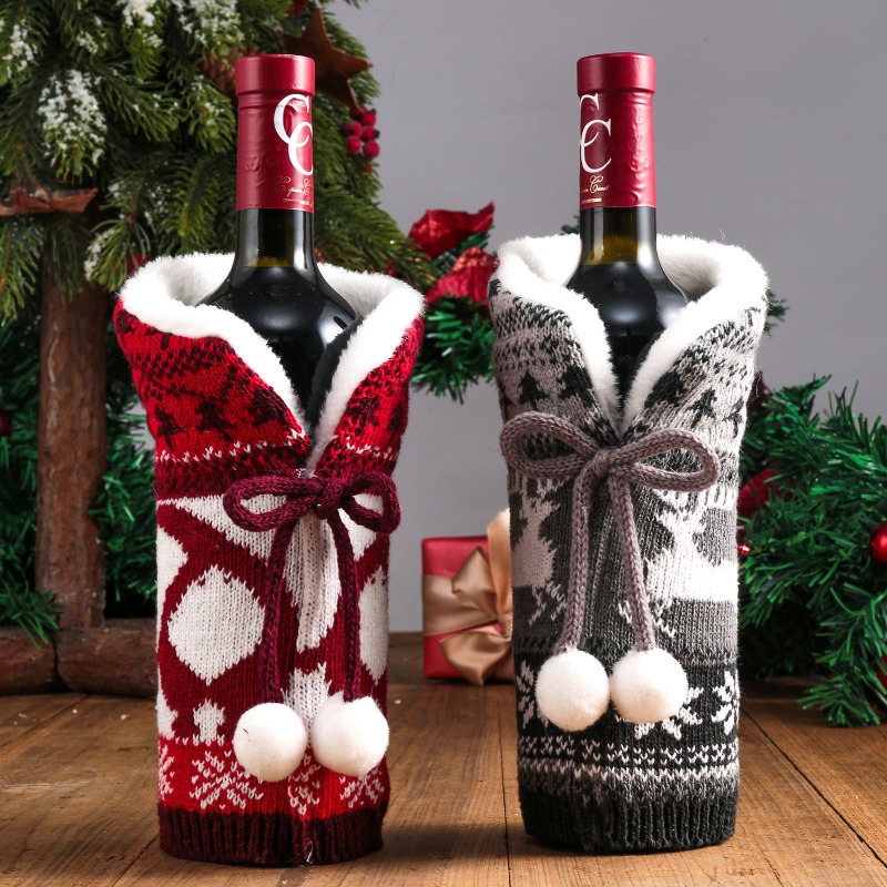 1pc Christmas Bottle Cover With Reindeer Design, Suitable For Christmas  Decorations, Restaurant Or Party Supplies