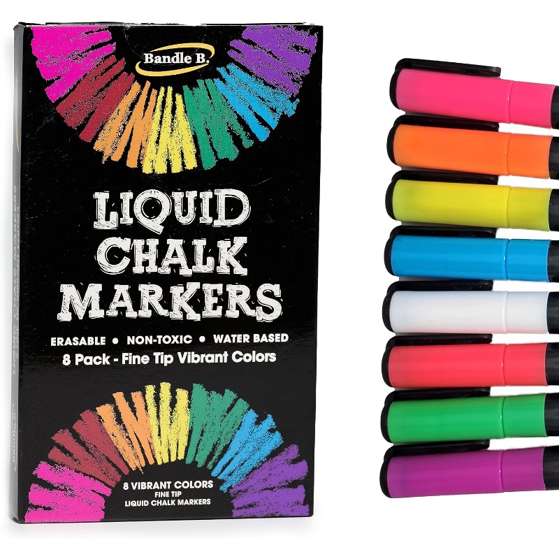 Liquid Chalk Erasable Glass Markers 10-Pack, Vibrant Colors, 6mm Reversible  Tips