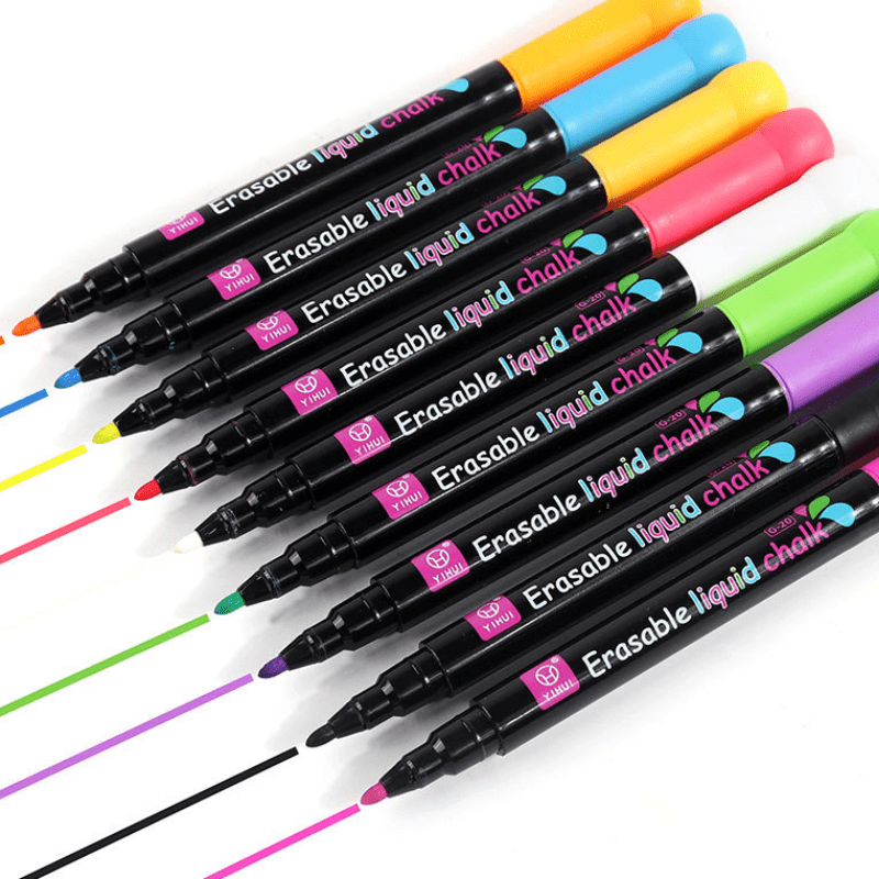 Bandle B. BB-M1-400.8 Liquid Chalk Markers - 8 Vibrant colors, erasable,  non-toxic, water-based, reversible tips, bright colors for kids & adults for