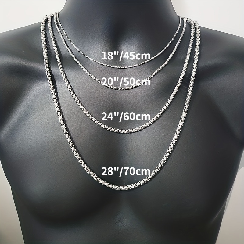 Women Men Black Gold Silver Stainless Steel 2mm Round Box Chain Necklace  16-32 – Tacos Y Mas