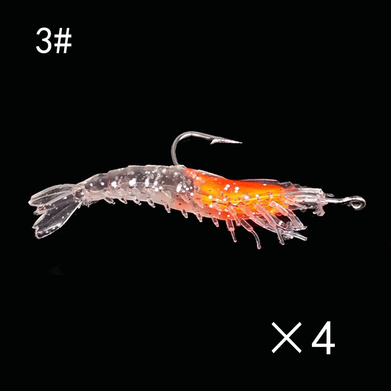 4PCS/Bag 6cm 3g Luminous Simulation Shrimp Soft Bait Artificial
