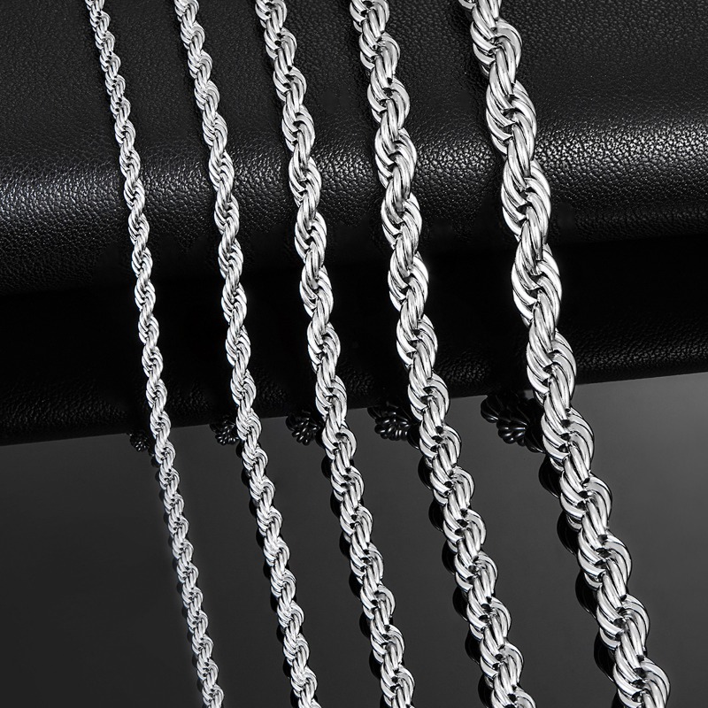 1pc Chain Necklace, Stainless Steel Silver Link Necklace Available in 2mm, 3mm, 5mm, 7mm, and 9mm Widths, 18-24 Length ,Gifts for Men Women,Temu