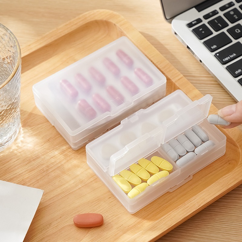 Transparent Layer Pill Box Organizer, Portable Pocket Pill Box