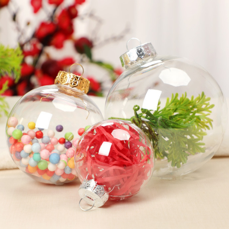 12Pcs Clear Plastic Ornament Balls,DIY Fillable Christmas Ornaments Balls,Clear  Plastic Ornaments for Crafts Fillable,2.4-4inch 