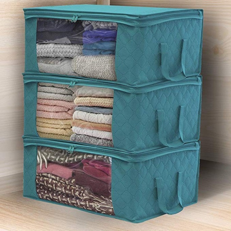 1pc non woven wardrobe storage bag quilt clothing organizing box sealed dustproof storage bag folding storage box details 6