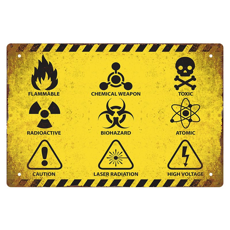 Set sign biohazard toxicity dangerous yellow signs