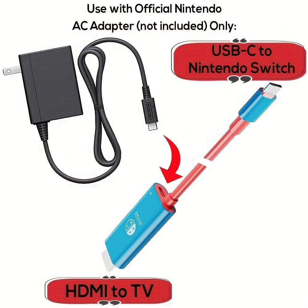 USB C to HDMI Cable for Nintendo Switch/Switch Oled, 2M/6.6FT Switch Dock  with 1080P@60Hz Output,100W PD Charging Port, USB C to HDMI Adapter for  Laptop,Tablet, MobilePhone,SteamDeck 