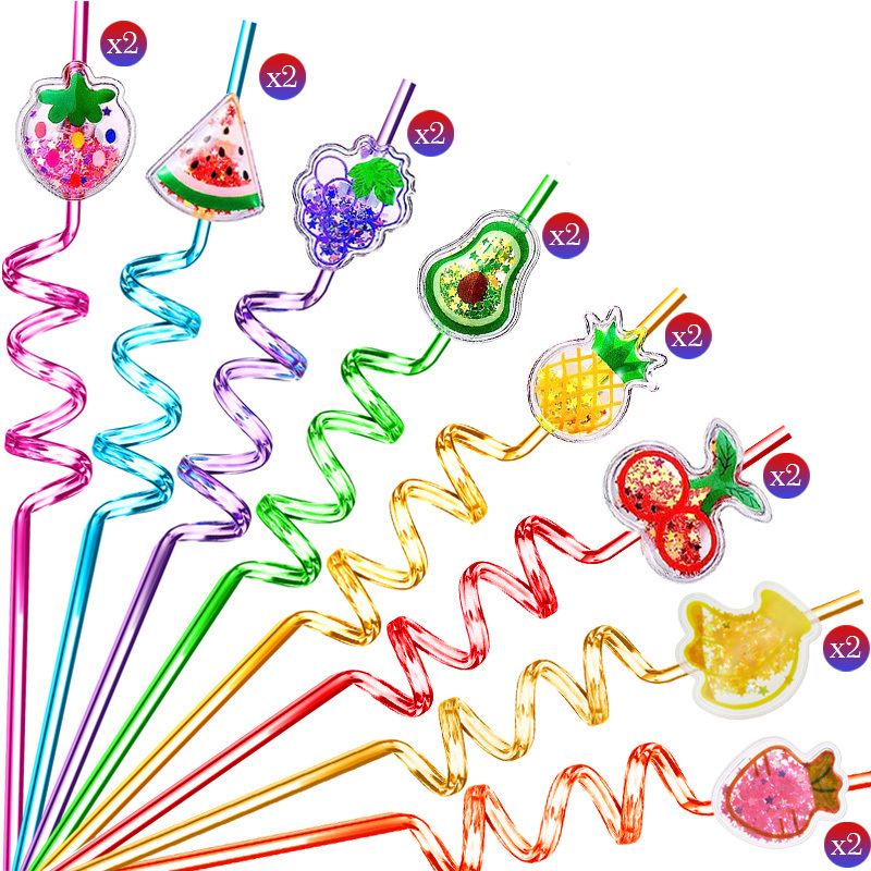 Straw Fruit Shaped Plastic Spiral Straw Reusable Straw For - Temu