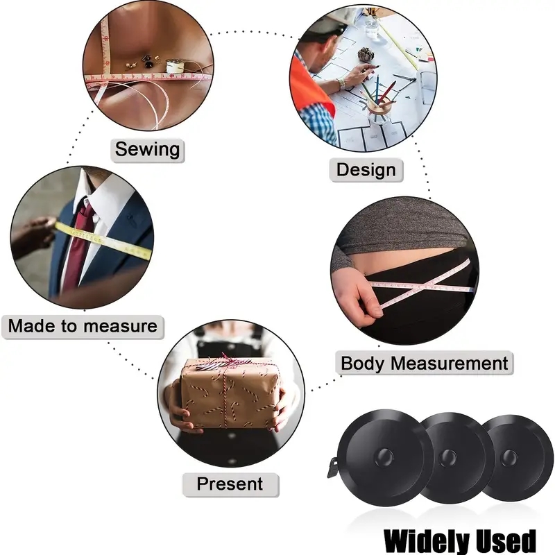 Soft Tape Measure Retractable Measurement Body Fabric Sewing Tailor Cloth  Knitting Craft Weight Loss Measurement Retractable Black Double Sided Tape  Measure Body Measurement - Temu