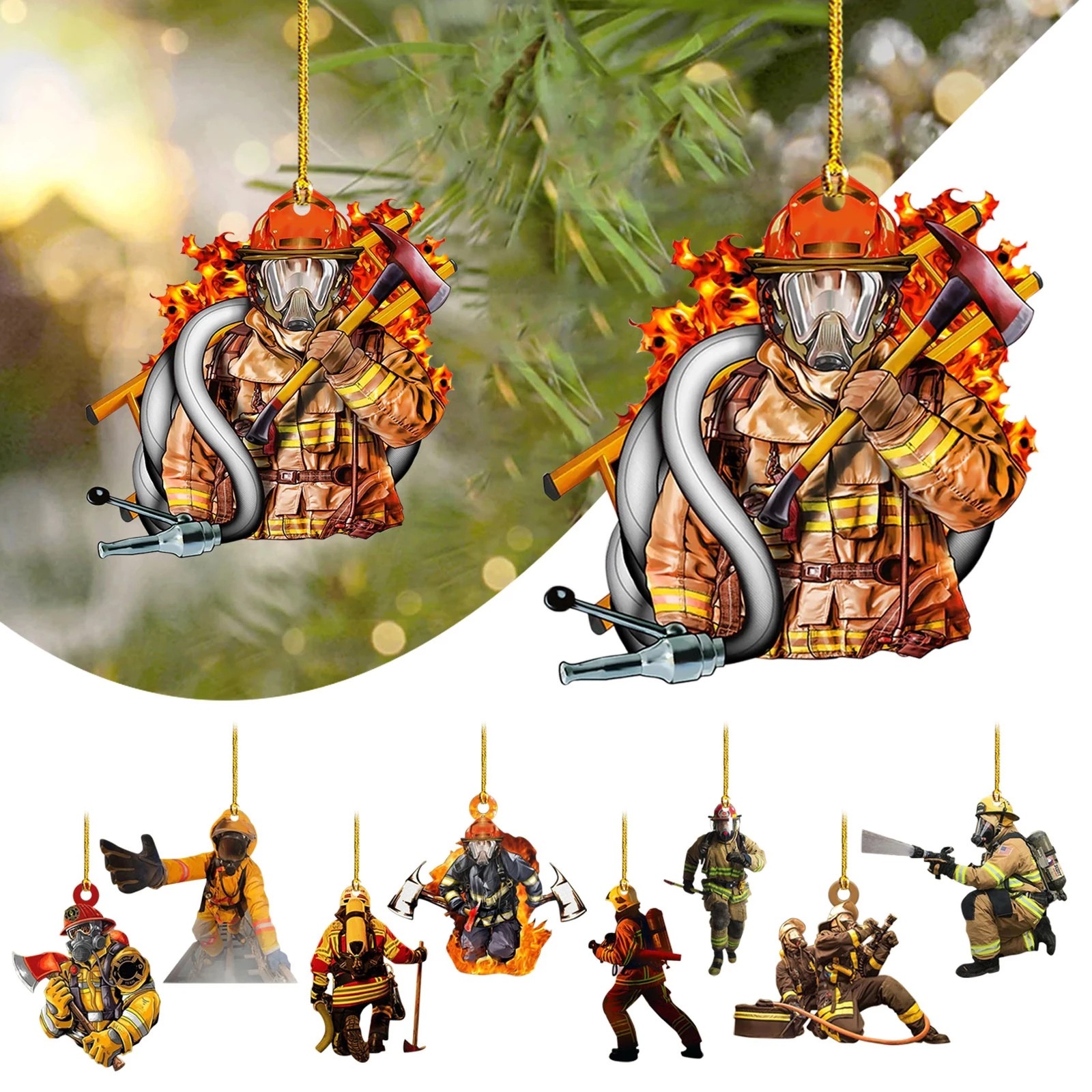 Neuer Weihnachtsbaum anhänger Feuerwehrmann ornament 2d - Temu Germany