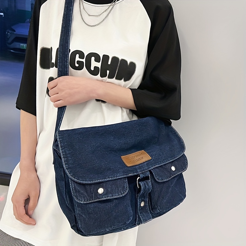 Stylish Denim Hobo Bag, Crossbody Bag For Work & School, Trendy Y2k Armpit  Bag With Multiple Pockets - Temu