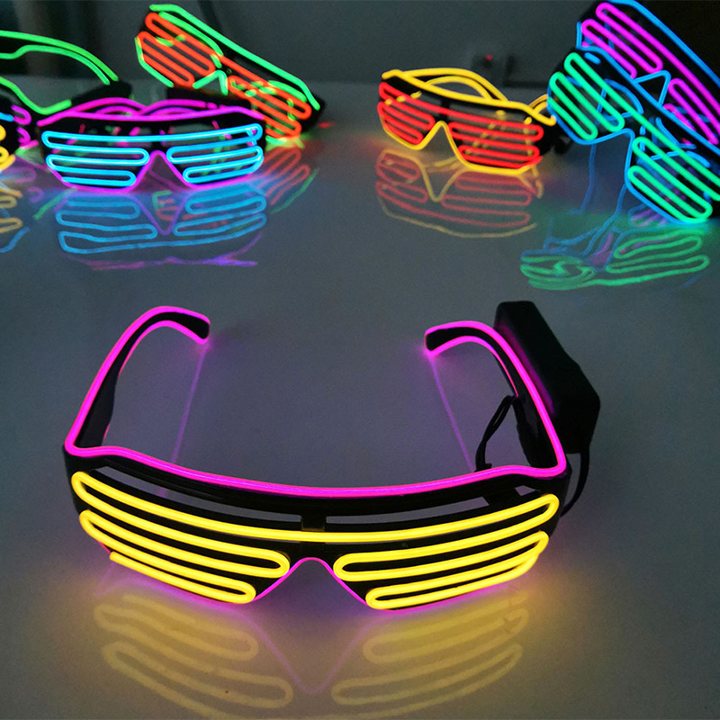 Lunettes lumineuses LED, 5 pièces, stores pour Bars, fêtes, Concerts à  l'élastique, lunettes amusantes, lunettes décoratives pour fête dansante