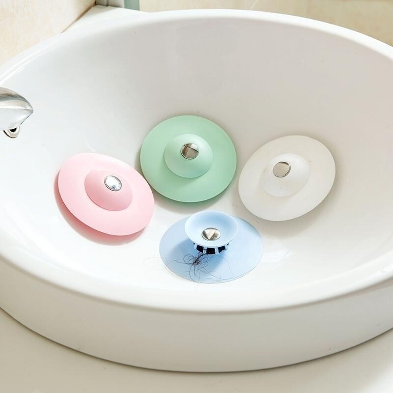 1pc White Hair Filter For Sink, Bathtub & Shower Drain, Silicone