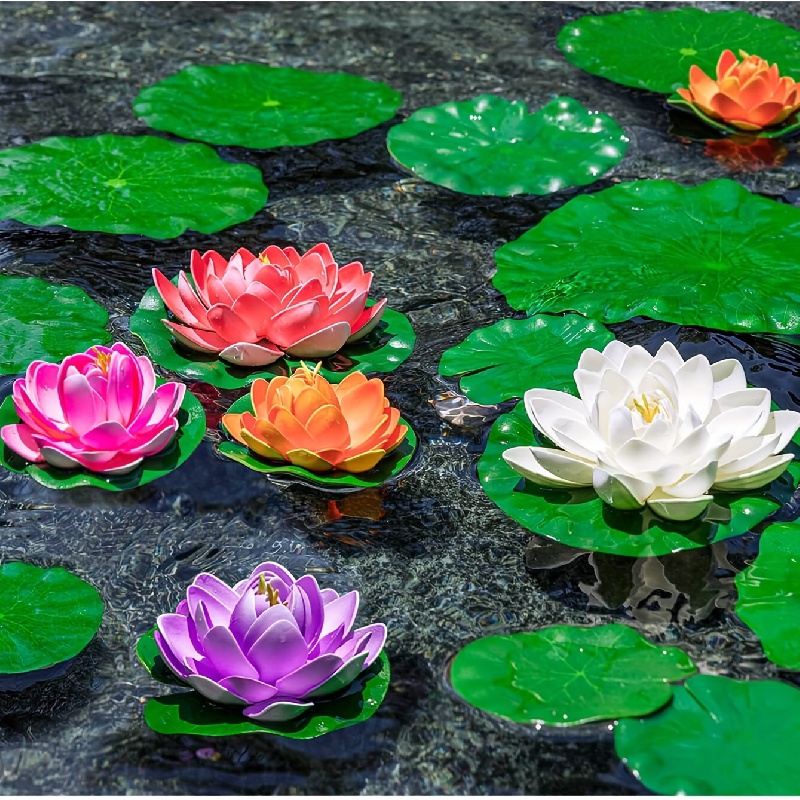 6 Pcs Green Decor Floating Pond Simulated Lotus Leaf Ornaments