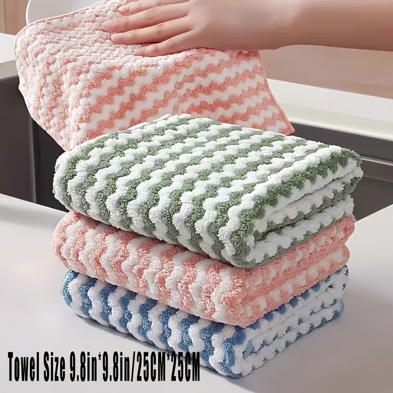10pcs Hanging Type Kitchen Washcloth, Household Absorbent Dishwashing Rags,  Wiping Hand Towels, Clearning Cloths