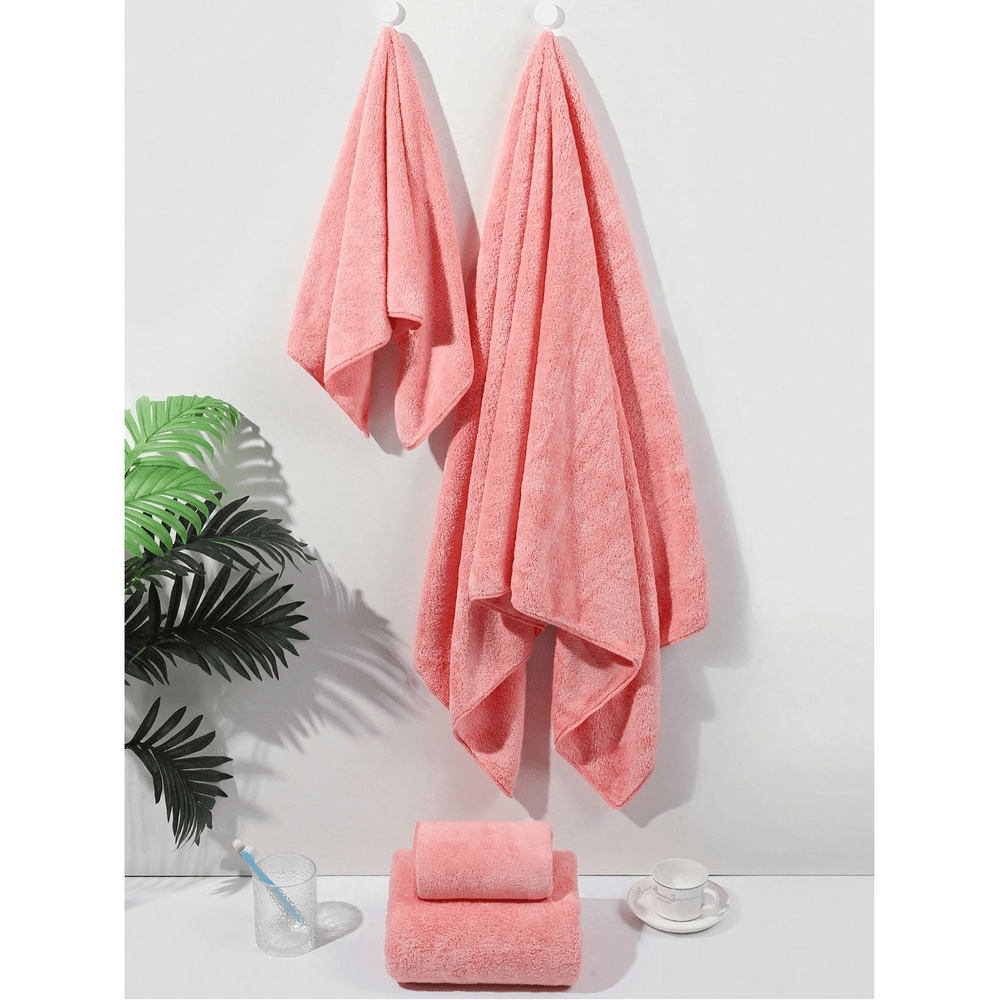 Solid Color Towel Set, Household Coral Fleece Towel, Soft Hand