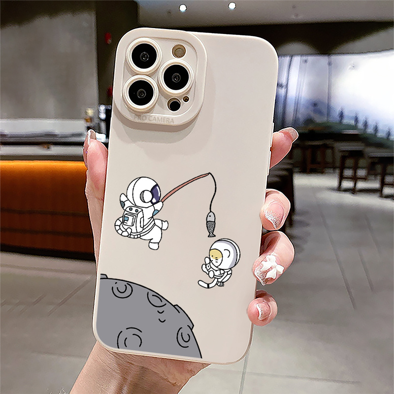 Aliens Fishing Cats Graphic Protective Silicon Phone Case - Temu