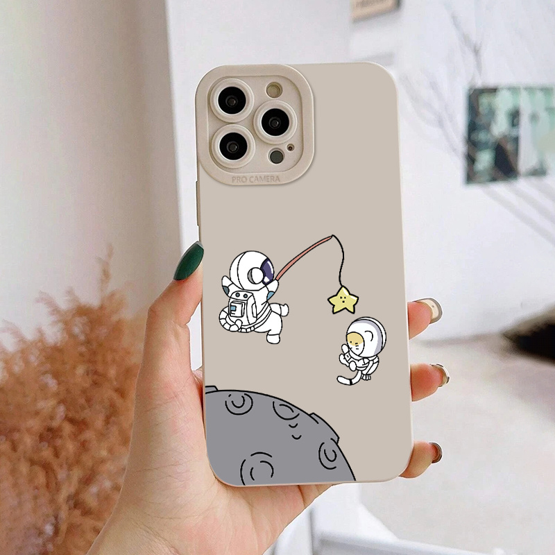 Aliens Fishing Cats Graphic Printed Phone Case Iphone 14 13 - Temu