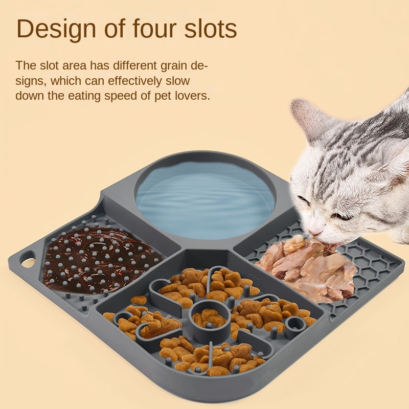 Slow Feeder Cat Feeding Mat, Food Grade Silicone Cat Lick Mat With Suction  Cups, Foldable And Washable Cat Food Mat Cat Bowl Mat - Temu