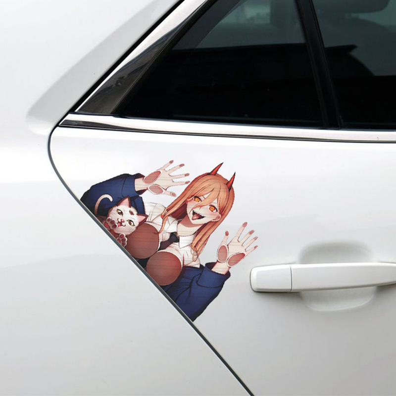 Car Anime Beauty Vinyl Self-Adhesive Cartoon Creative Car Accessories  Reflective Headlight Decoration