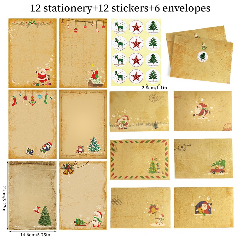 Lot de 10 lettres père Noël enveloppe porte lettre + stckers (Lettre A) :  : Fournitures de bureau