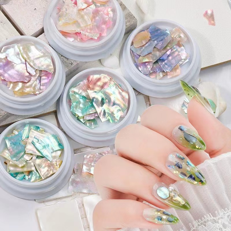 Japanese Abalone Shell 3D Nail Piercing Charms Slice Ultra Thin & Irregular  Manicure Decorations 1 Bottle From Hisweet, $23.89