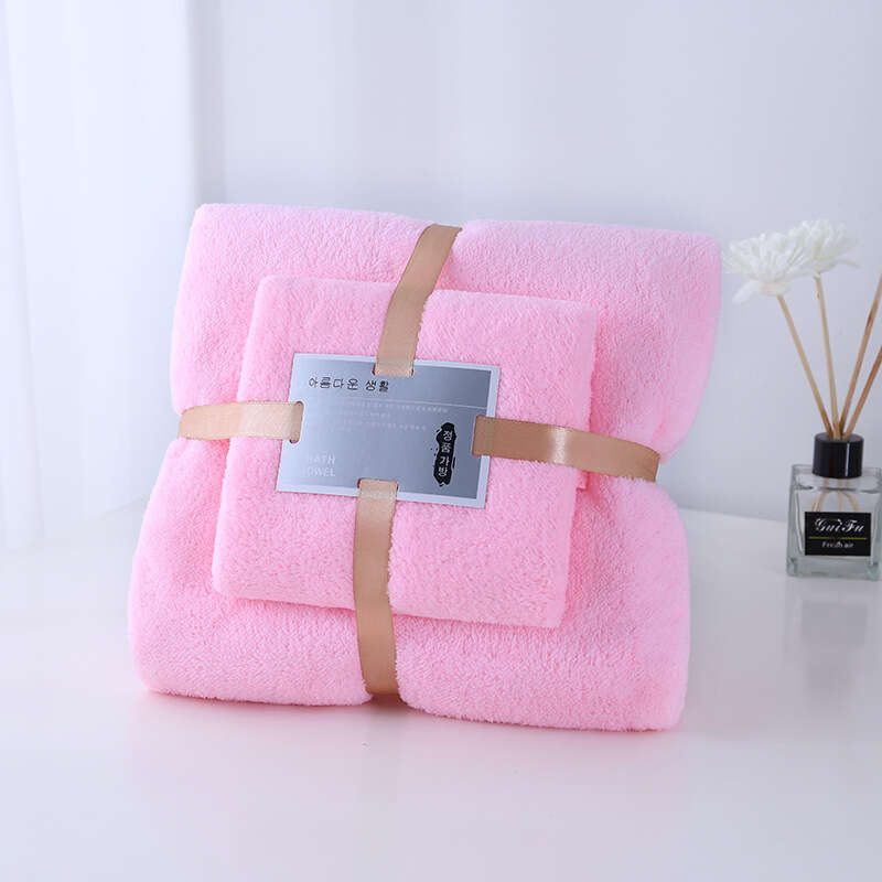 ClearloveWL Bath towel, Coral velvet Bath Towels for Adults Embroidery soft  Bath Solid color Face Towel Bathroom Shower Gift for Lovers Towel Set