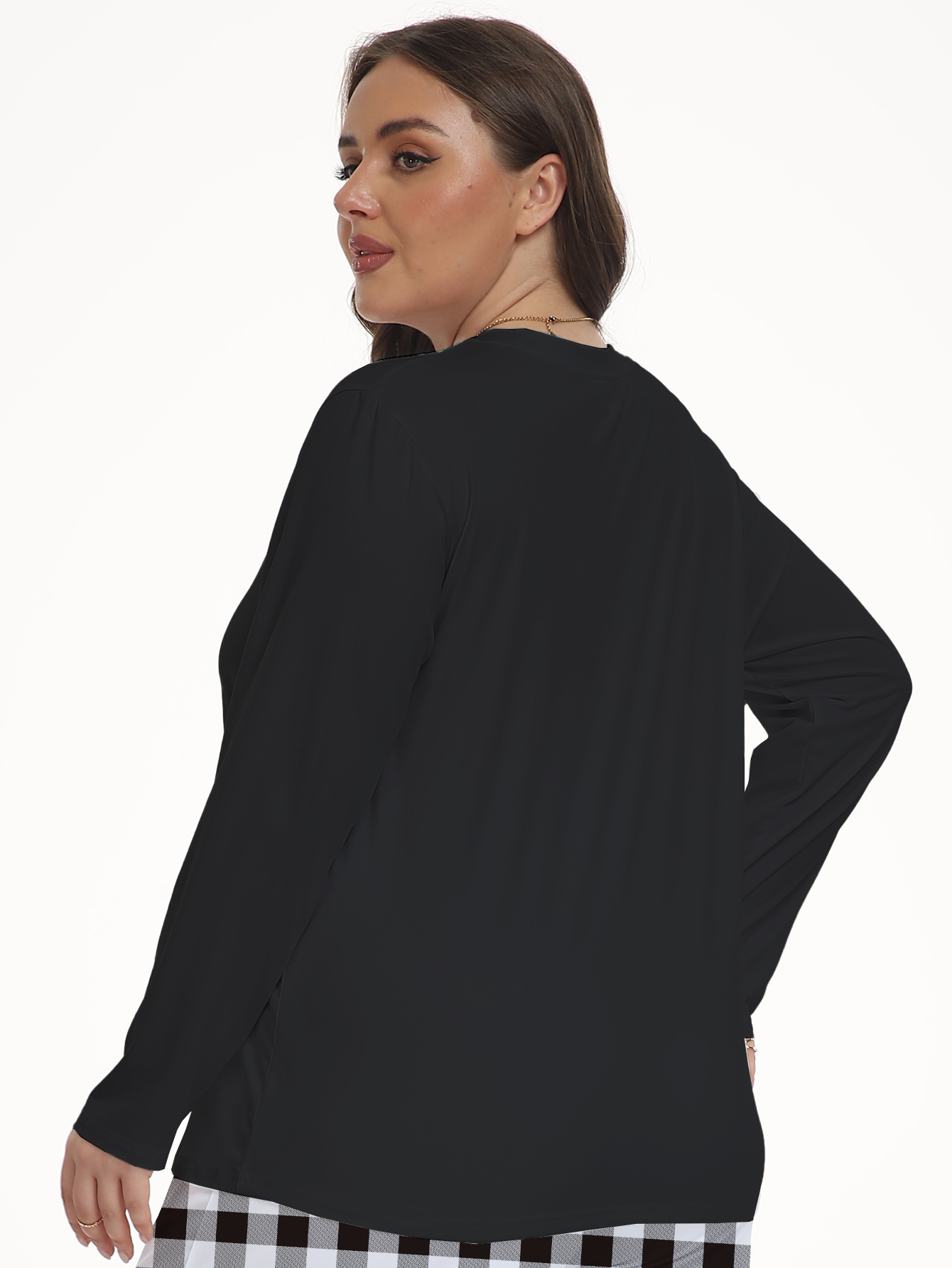 Dragonfly Print Plus Size Long Sleeve Pajama Top