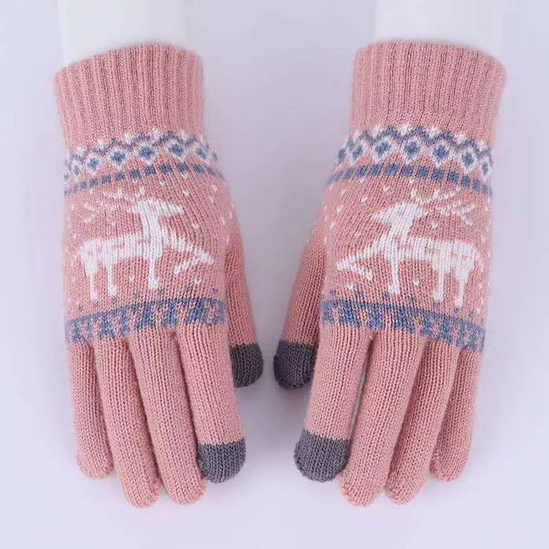 Guantes De Punto Jacquard Con Copos De Nieve Para Mujer Y - Temu Chile